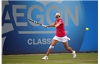 BIRMINGHAM, ENGLAND - JUNE 13:  Kirsten Flipkens of Belgium in action against Barbora Zahlavova Strycova of the Czech Republic during Day Five of the Aegon Classic at Edgbaston Priory Club on June 13, 2014 in Birmingham, England.  (Photo by Jordan Mansfield/Getty Images for Aegon)